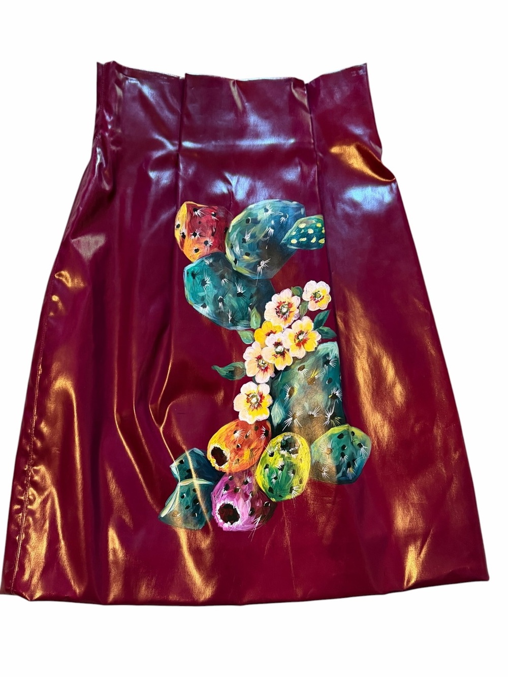 Dolce & Gabbana Spring 2014 Hand Painted Cactus Pencil Skirt IT 42 Made in Italy